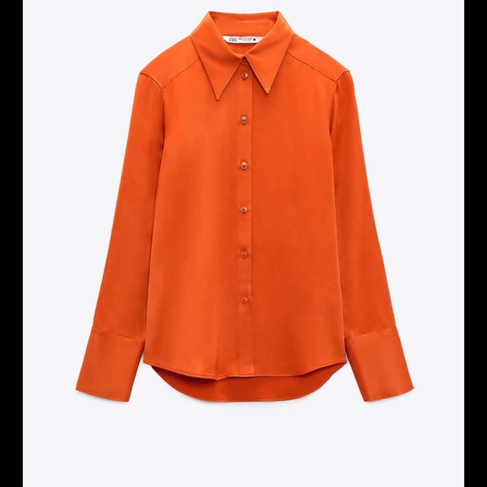 Orange long sleeve shirt - Zara